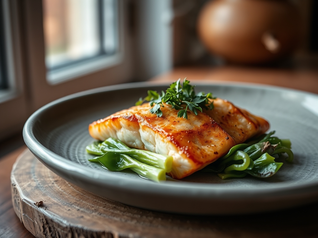 Freshly prepared bok choy and salmon recipes