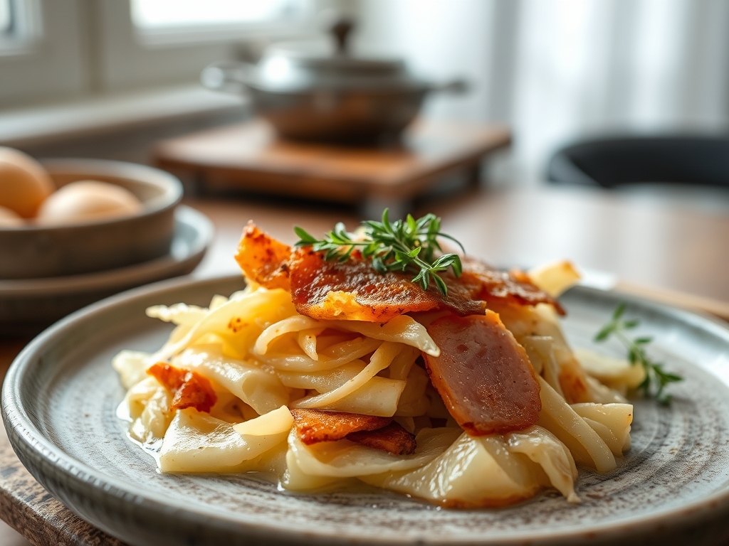 Freshly prepared cabbage ham and potato recipes