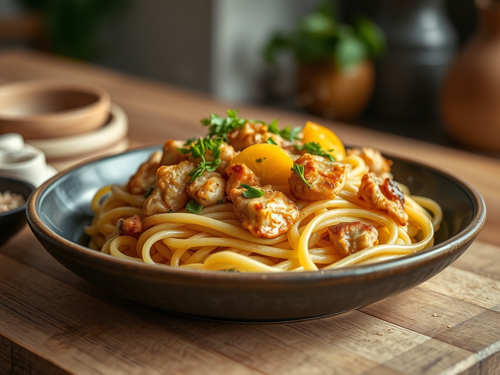 Freshly prepared chicken recipes egg noodles