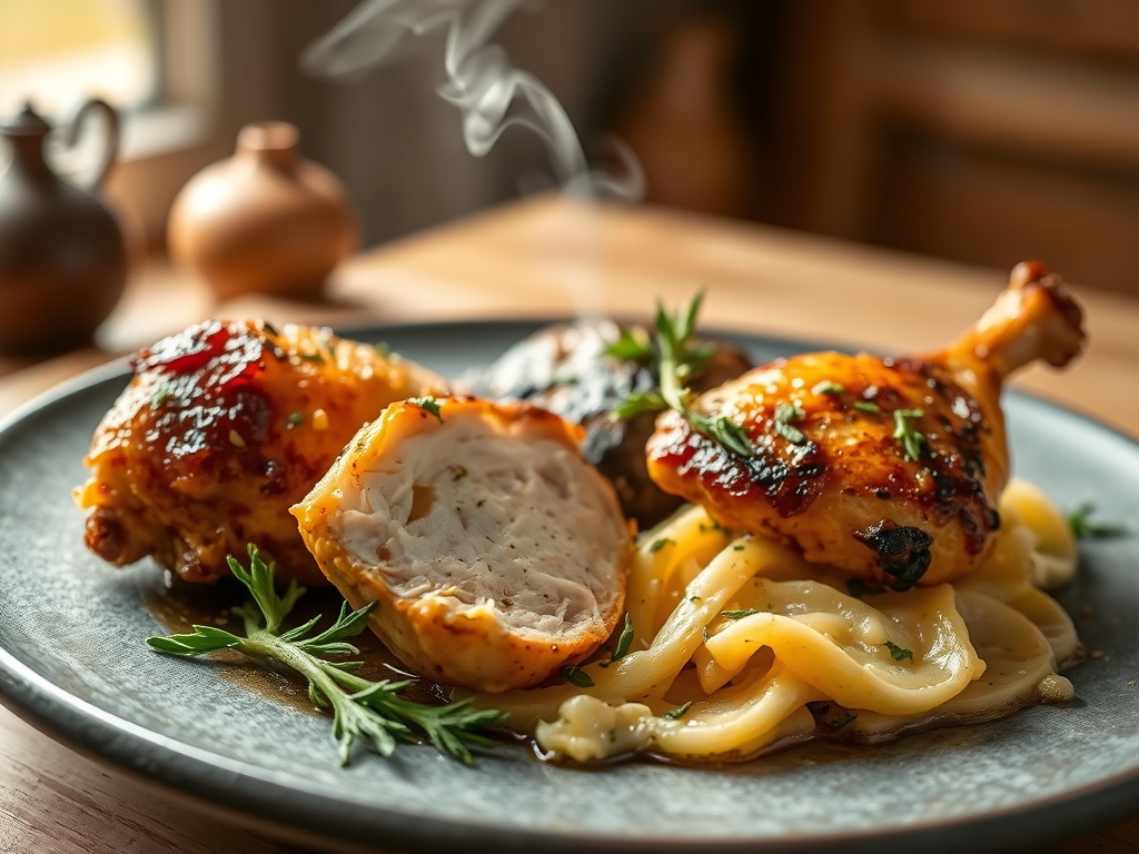 Freshly prepared cooked chicken recipes leftovers