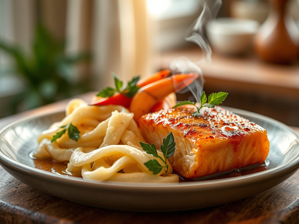 Freshly prepared crab and salmon recipes