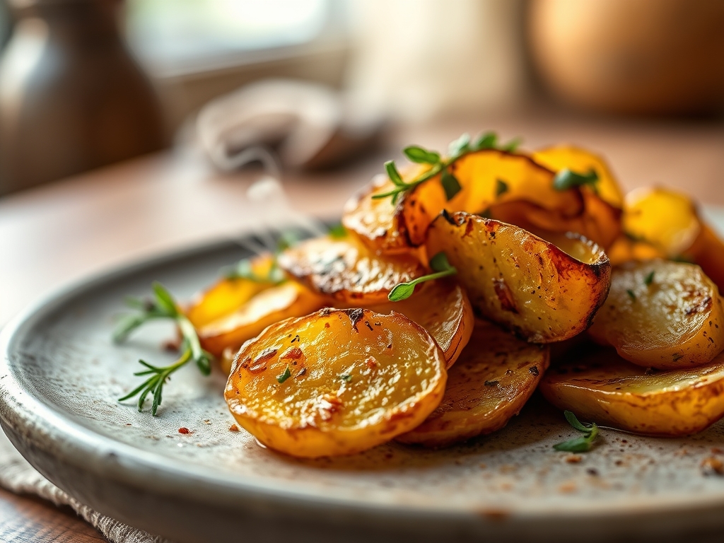 Freshly prepared golden potato recipes roasted