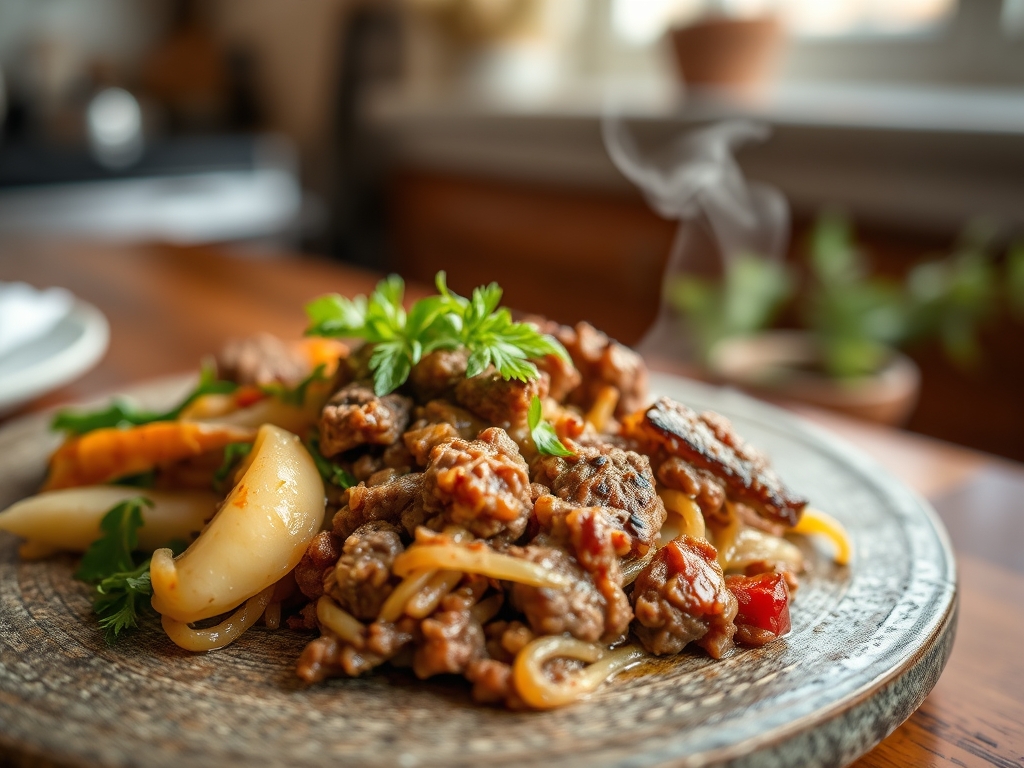 Freshly prepared ground beef recipes vegetables