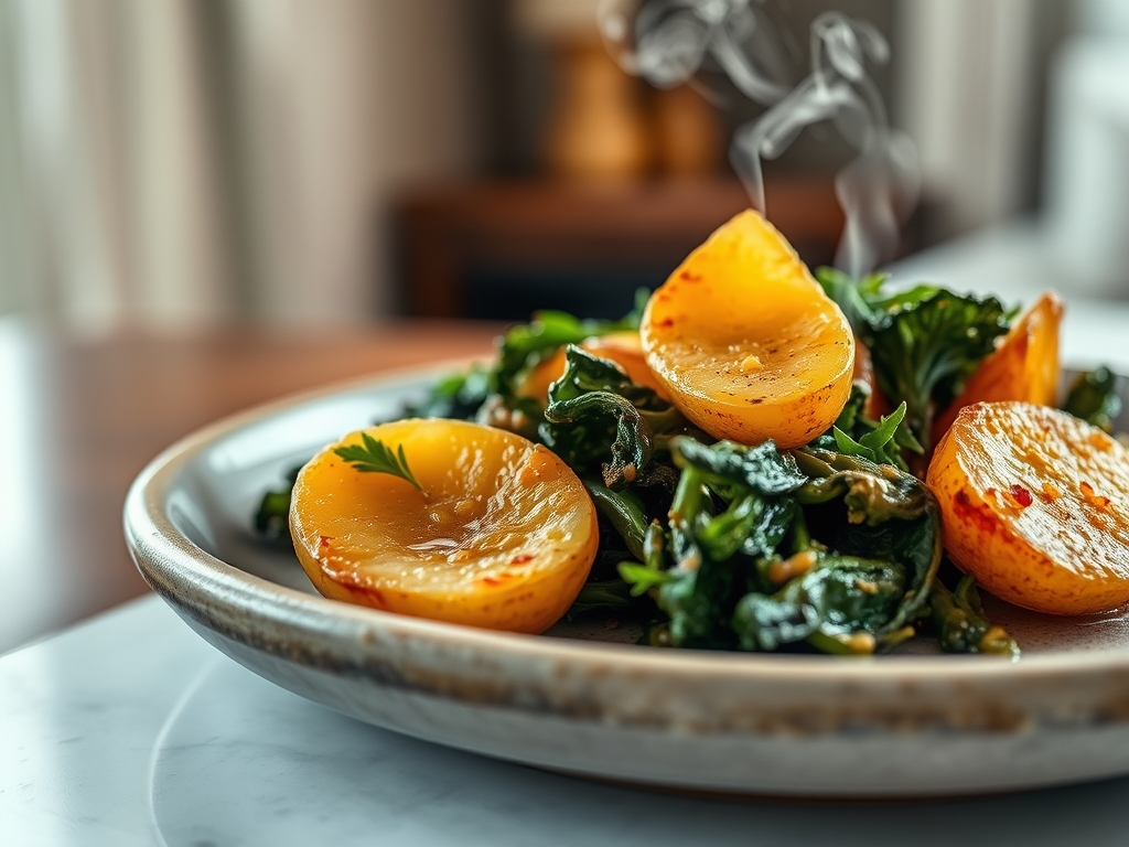 Freshly prepared kale and potato recipes