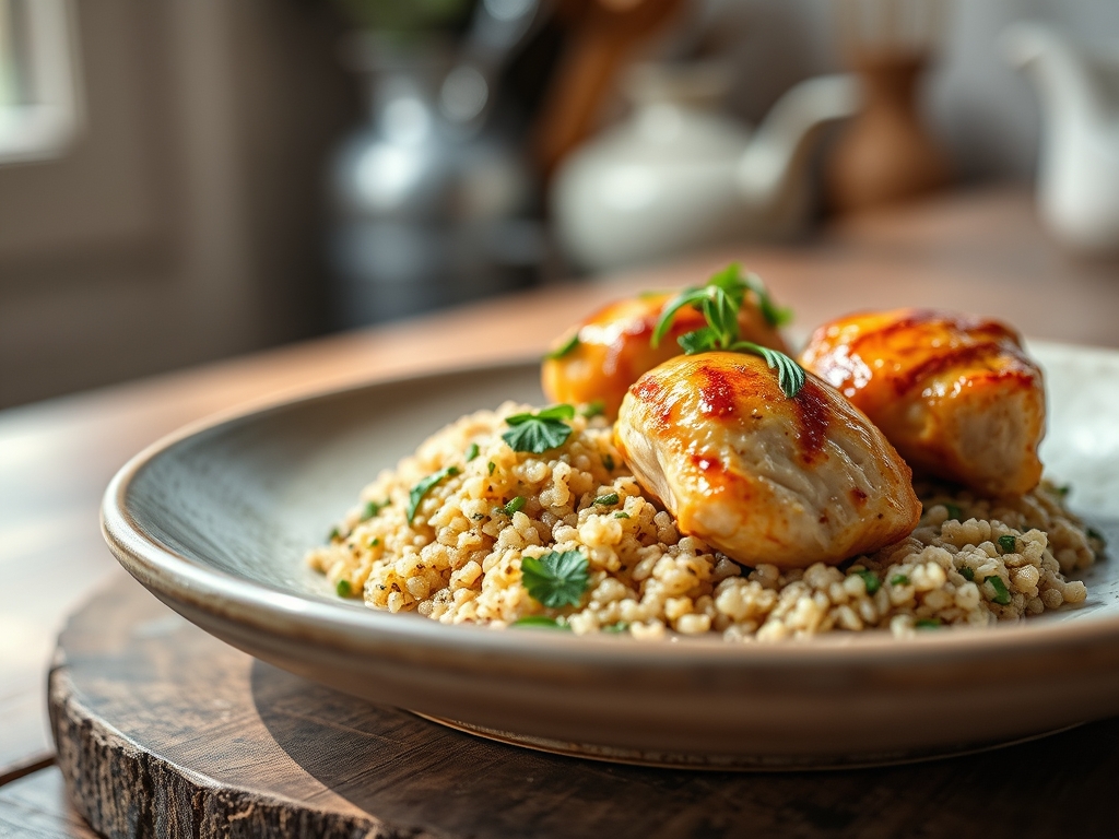 Freshly prepared quinoa and chicken recipes