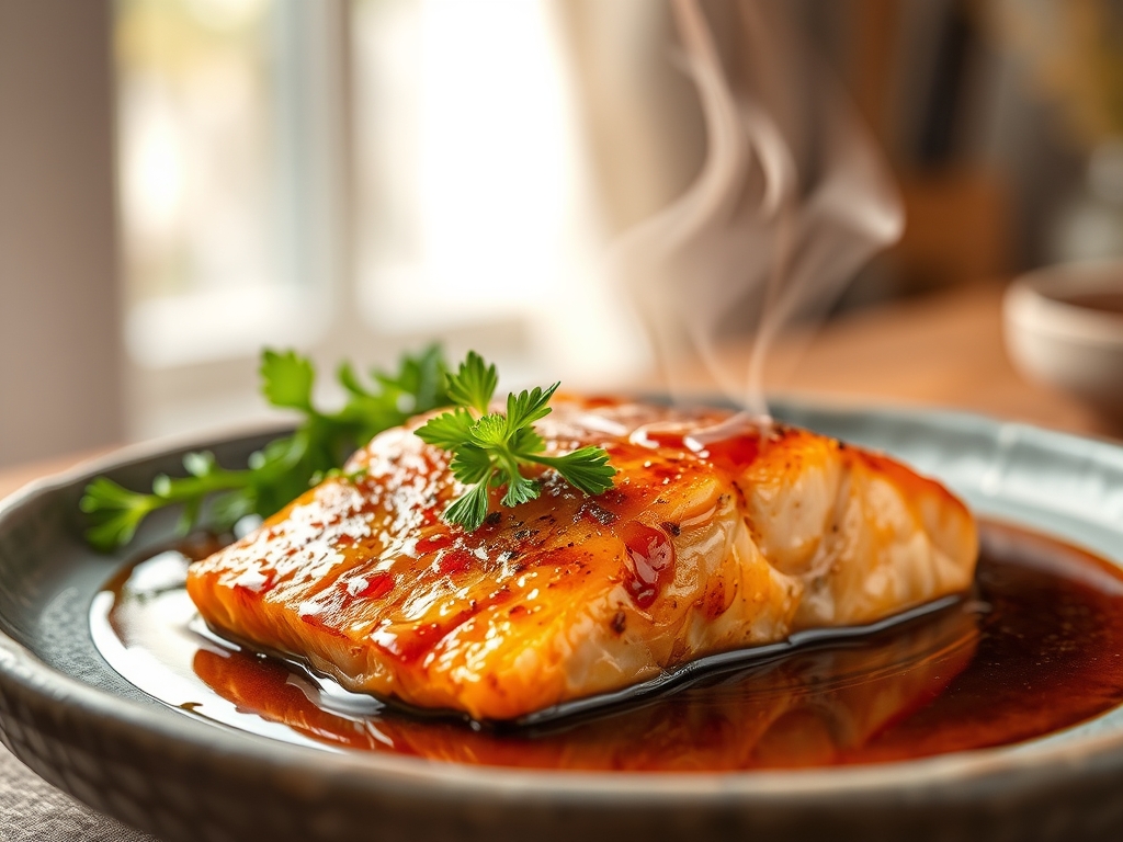 Freshly prepared salmon recipes with brown sugar and soy sauce