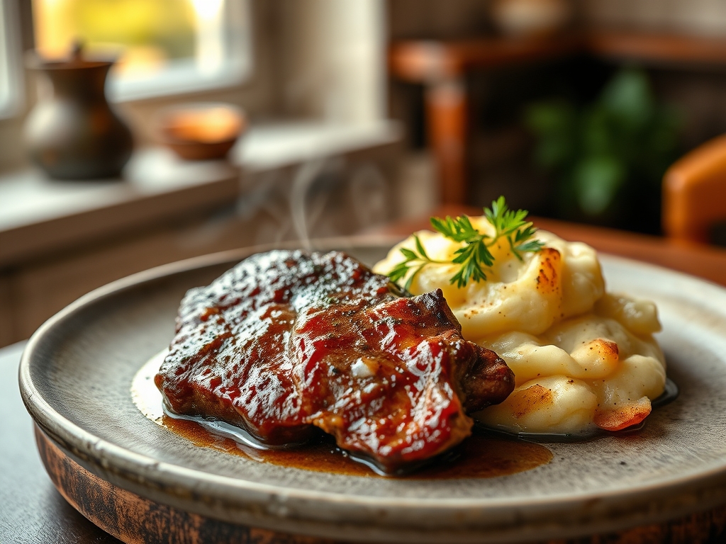 Freshly prepared steak and mashed potato recipes