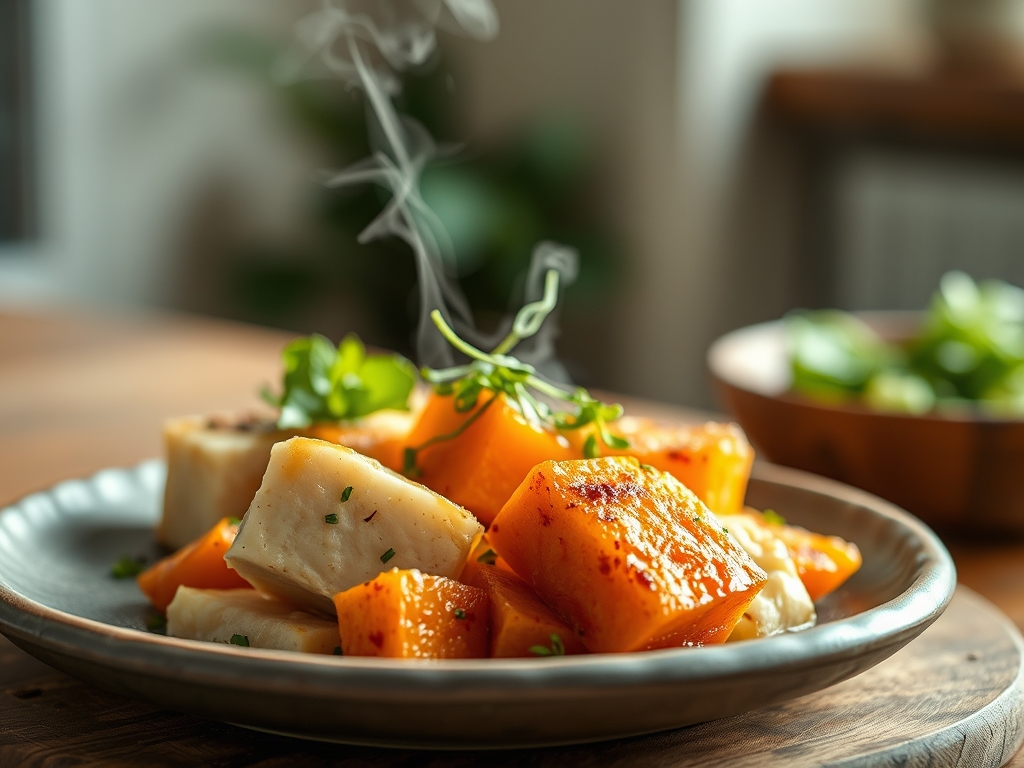 Freshly prepared tofu and sweet potato recipes